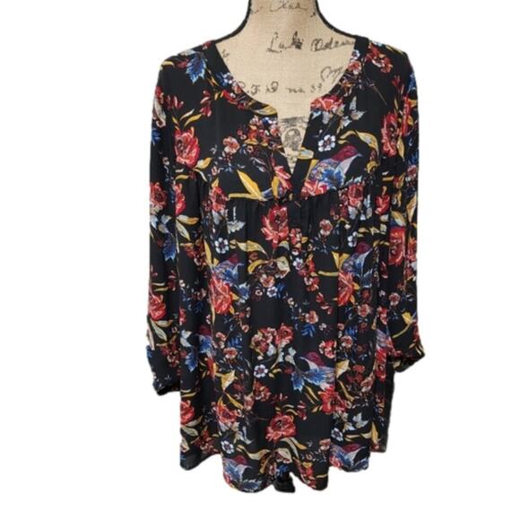 Talbots Tops - DR2 FLORAL peplum‎ babydoll tropical flowy flattering short plus size 3X